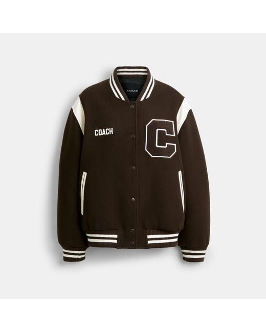 COACH Black Wool Varsity Jacket