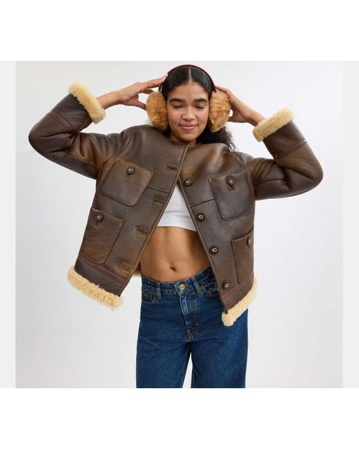 COACH Black Shearling Earmuffs