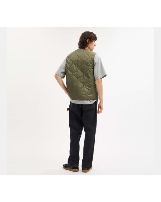 COACH Green Quilted Vest for men