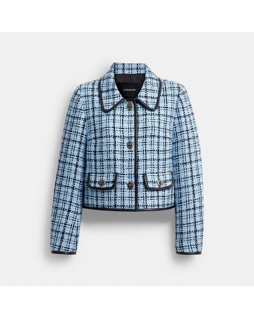 COACH Blue Turnlock Tweed Jacket