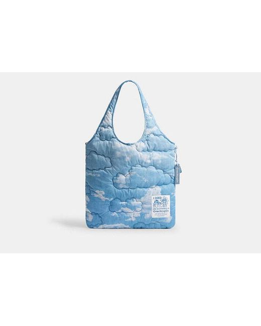 COACH Blue Topia Loop Flache Tote