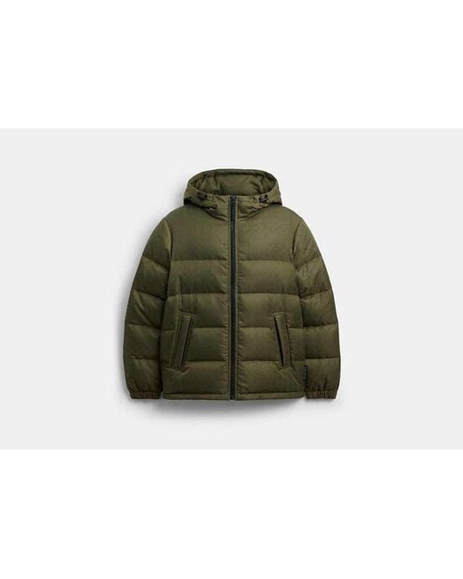 COACH Green Tonal Signature Down Jacket for men