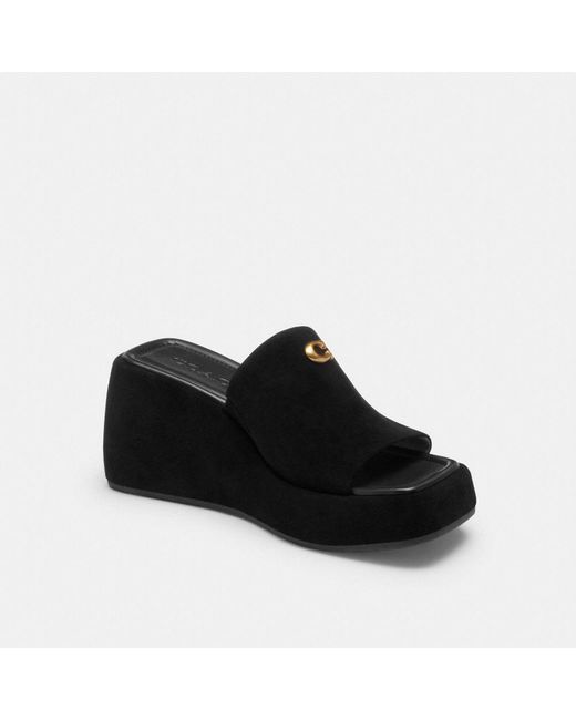 COACH Black Marie Platform Sandal