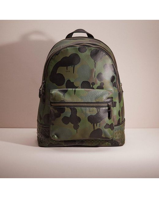 COACH Green Restored League Backpack With Camo Print And Studs for men