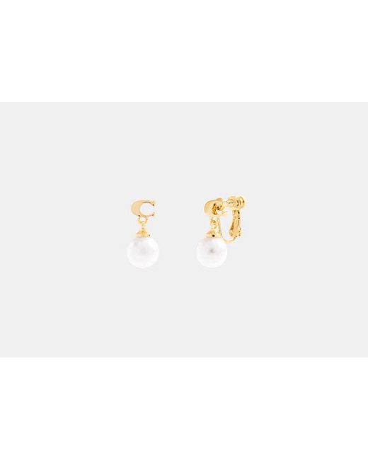 COACH Black Pearl Drop Clip-On Earrings