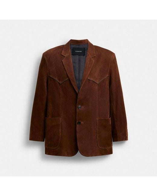 COACH Brown Suede Western Blazer for men