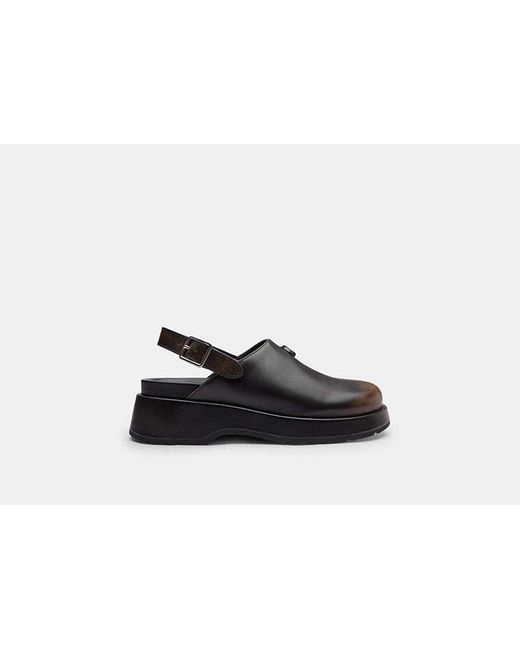 COACH Black Sculpted C Loved Leather Platform Clog