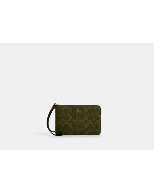 COACH Green Corner Zip Wristlet