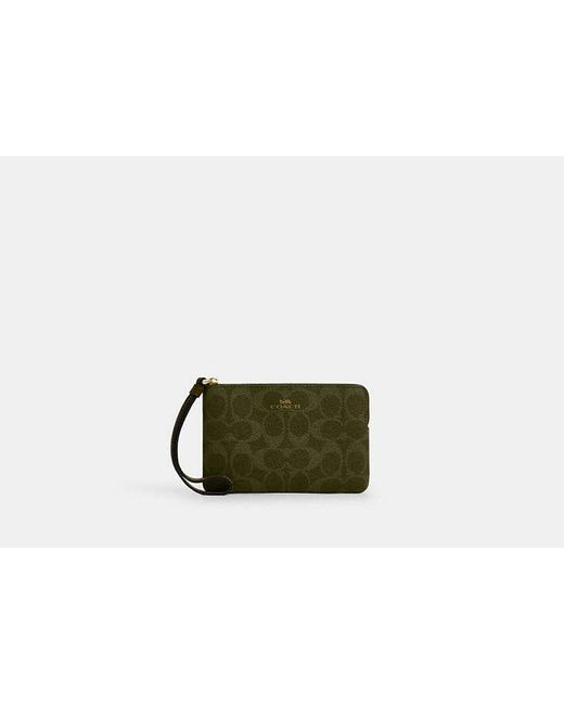 COACH Green Corner Zip Wristlet