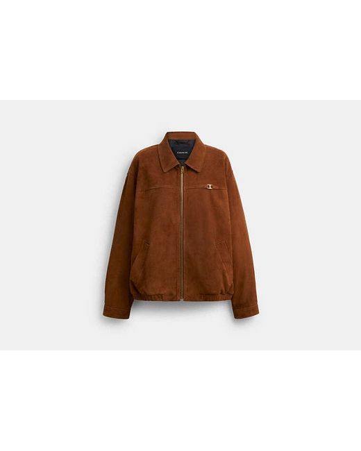 COACH Brown Heritage C Oversized Suede Bomber