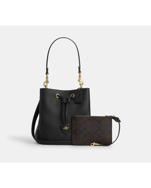 COACH Black Rowan Bucket Bag