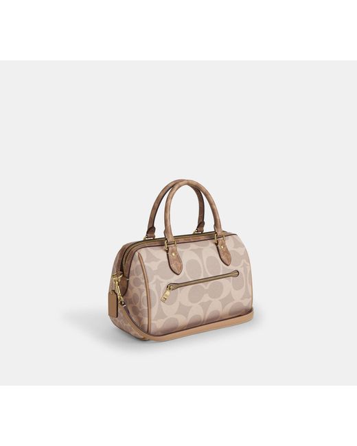 COACH Black Rowan Satchel Bag In Blocked Signature Canvas