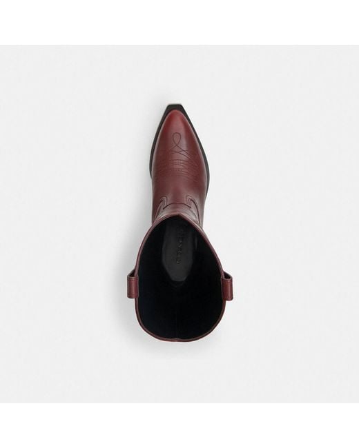 COACH Red Aria Cowboy Boot In Loved Leather