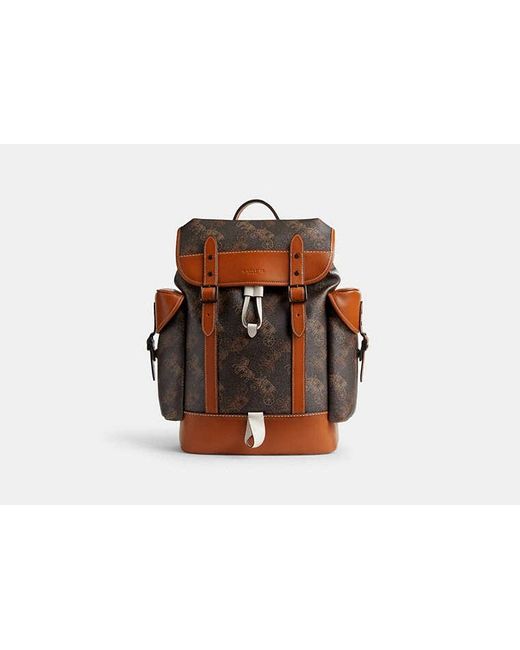 COACH Black Hitch Backpack With Large Print for men