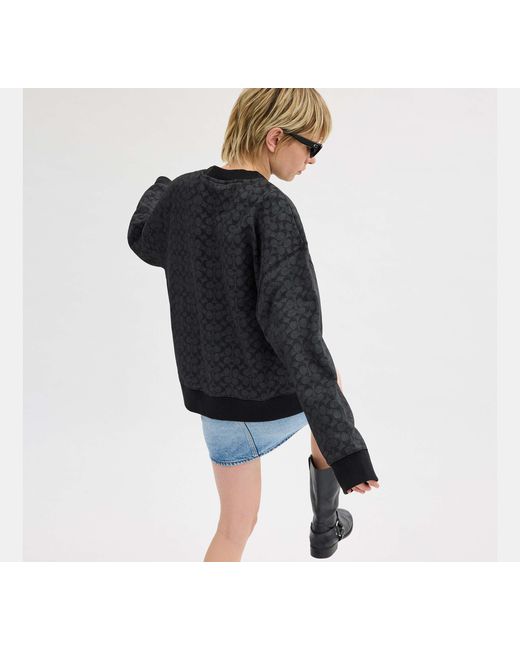 COACH Black Essential Signature Crewneck Top