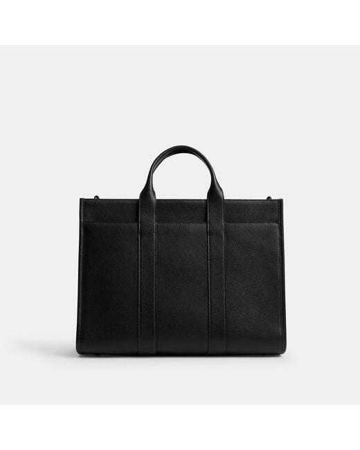 COACH Black Wesley Tote In Maxi Signature Leather for men