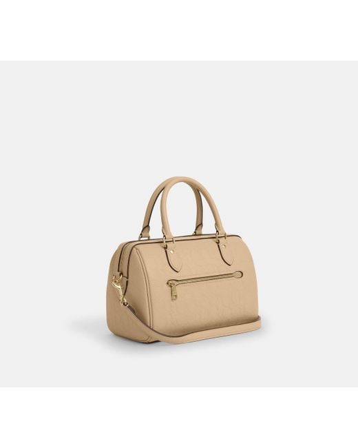 COACH Black Rowan Satchel Aus Signature Leder