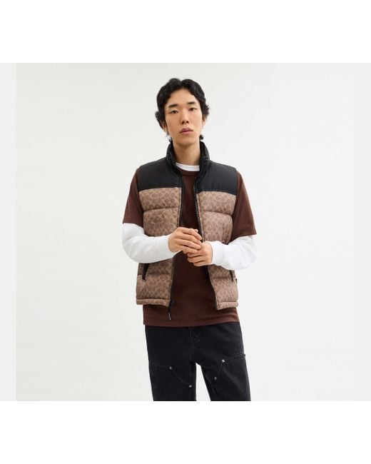 COACH Black Signature Down Vest for men
