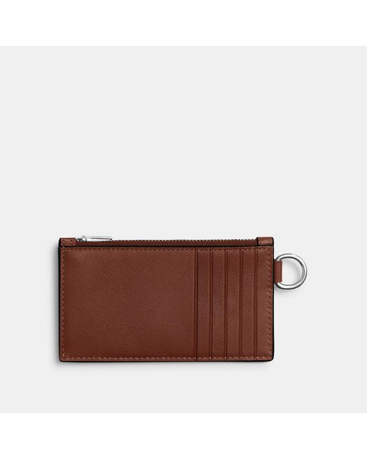COACH Brown Zip Card Case for men