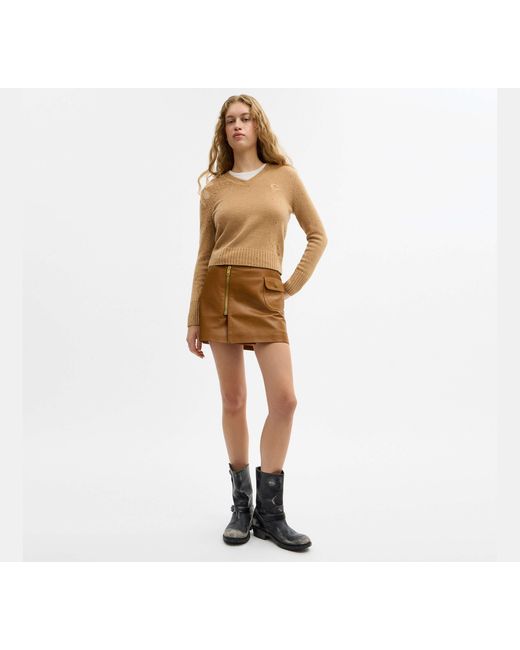 COACH Black Loved Long Sleeve V-Neck Sweater