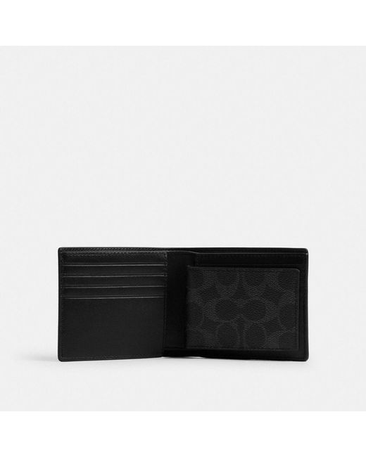 COACH Black 3 In 1 Wallet In Signature Canvas for men