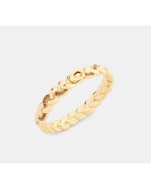 COACH Black Braided Signature Hinged Bangle