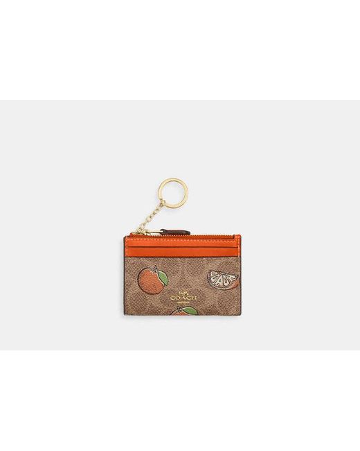 COACH White Mini Id Case With Print