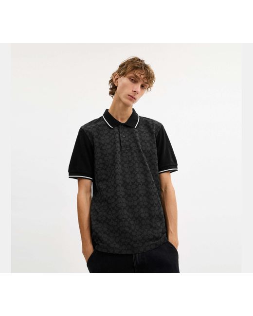 COACH Black Signature Polo for men