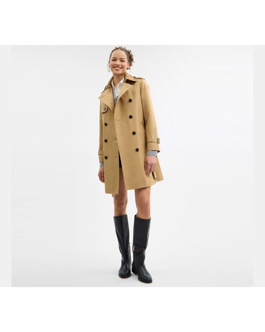 COACH Natural Mid Trench Coat With Collar