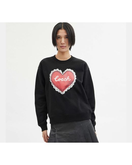 COACH Black Heart Crewneck Sweater