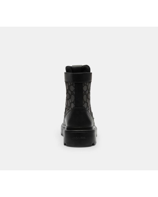 COACH Black Combat Boot With Signature Jacquard for men