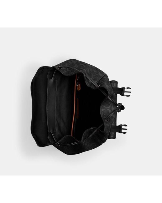 COACH Black League Flap Backpack for men