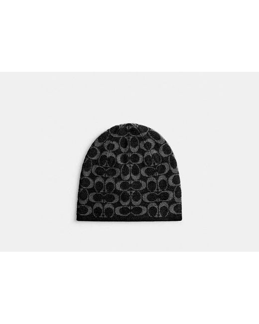 COACH Black Reversible Signature Beanie for men
