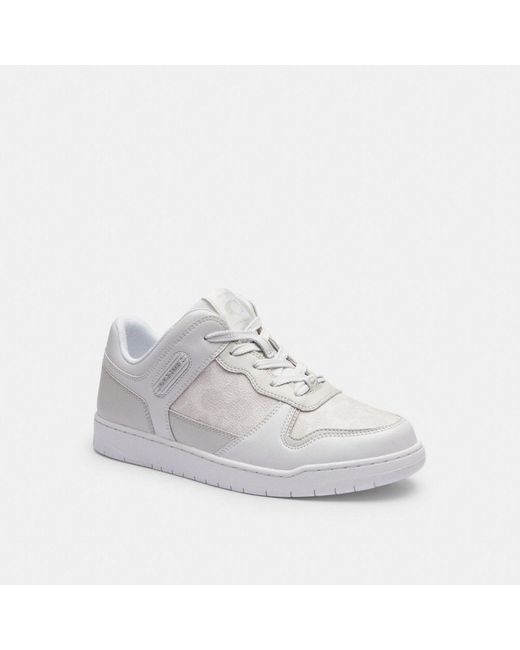 COACH White C201 Low Top Sneaker In Signature Canvas