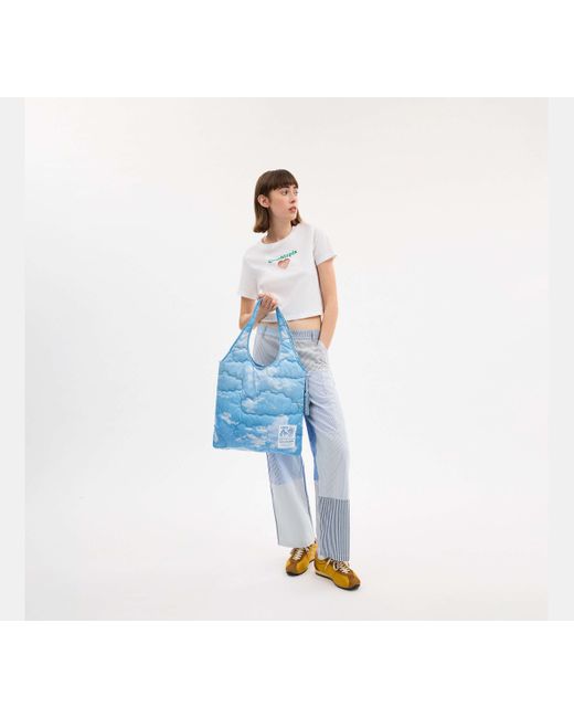 COACH Blue Topia Loop Flache Tote