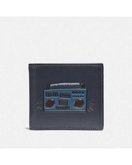 COACH Boxed Double Billfold Wallet in Blue for Men