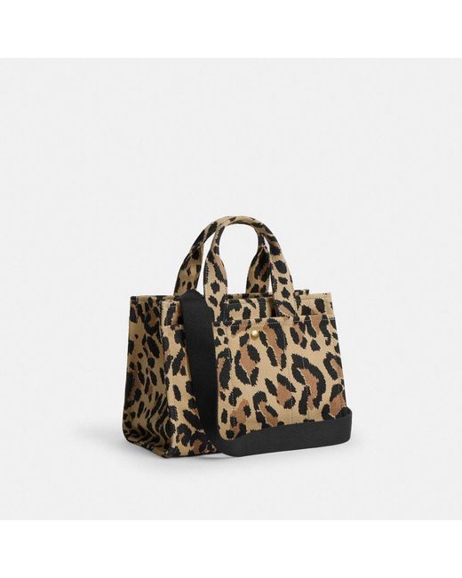 COACH Black Cargo Tote Bag 26 With Leopard Print