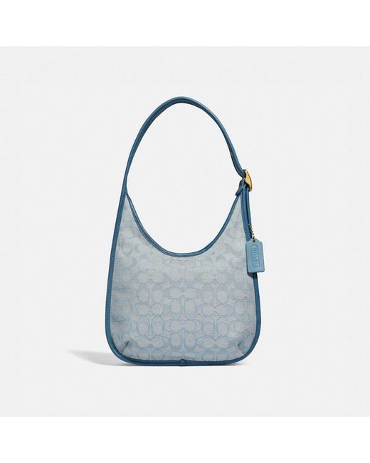 COACH Leather Ergo Shoulder Bag In Signature Jacquard in Brass/Marble