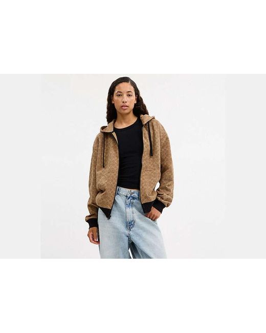 COACH Natural All Over Signature Zip Hoodie