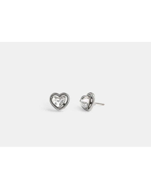 COACH Black Halo Heart Stud Earrings