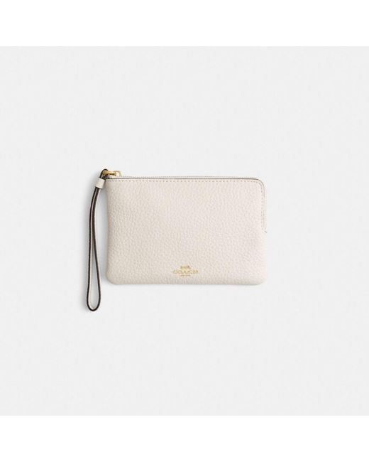 COACH White Restored L Zip Pouch