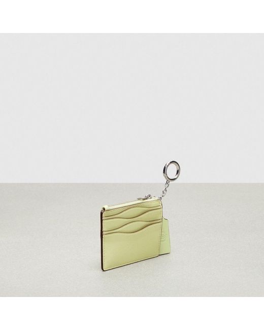 COACH Yellow Wavy Zip Card Case With Key Ring In Smooth Topia Leather