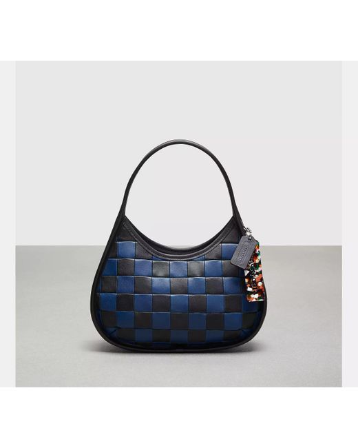 COACH Blue Ergo Bag In Checkerboard Patchwork Upcrafted Leather
