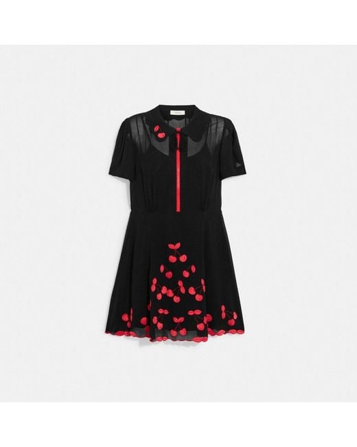 COACH Black Cherry 40's Dress With Scalloped Hem