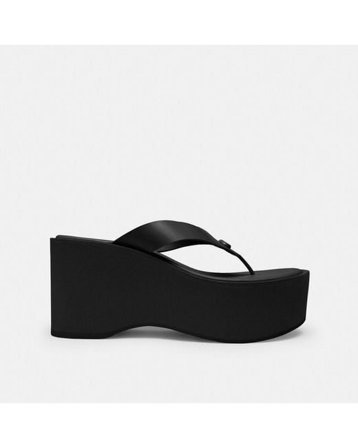 COACH Black Sculpted C Platform Flip Flop