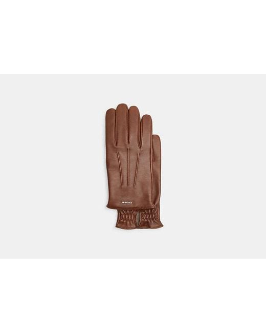 COACH Black Leather Tech Gloves for men