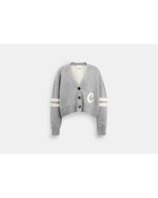 COACH Black Signature Script Cropped Cardigan