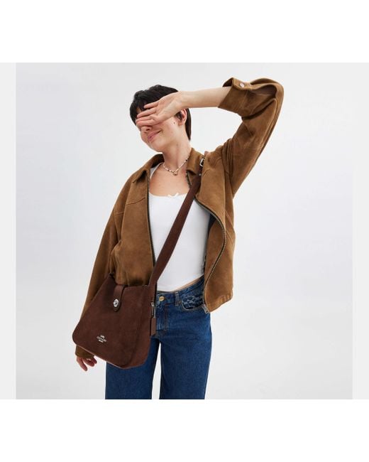 COACH Suede Convertible Top Handle Crossbody Bag in Brown Lyst UK