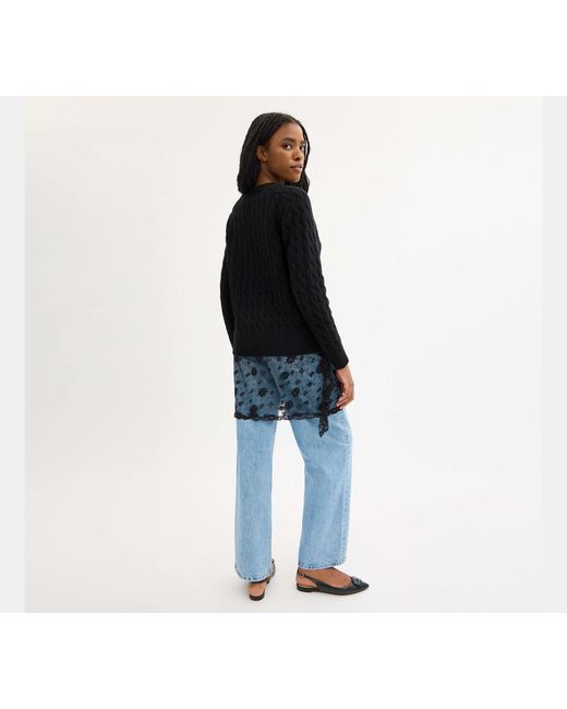 COACH Black Crewneck Cable Knit Sweater