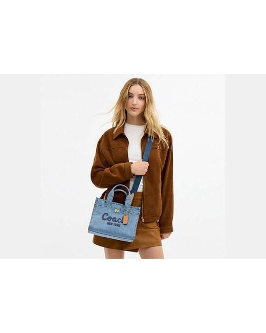 COACH Blue Cargo Tote Tote Handbags, Canvas/Leather